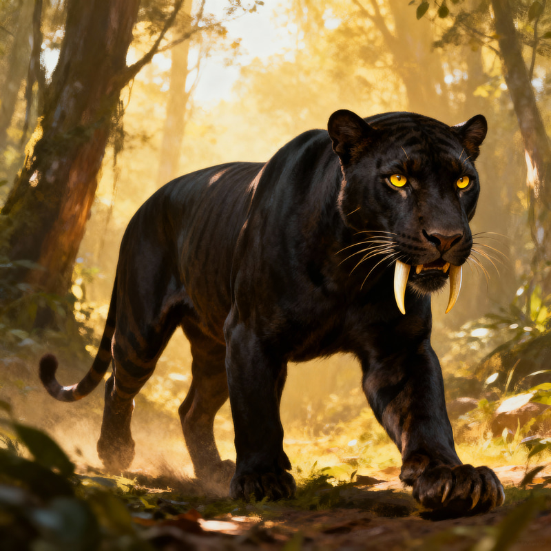 Female Black Saber Tooth Tiger - Majestic Predator Female Black Saber Tooth Tiger - Majestic Predator