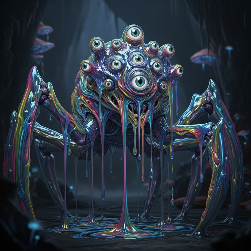 Slimy Rainbow Monster with Six Legs and Ten Eyes Slimy Rainbow Monster with Six Legs and Ten Eyes