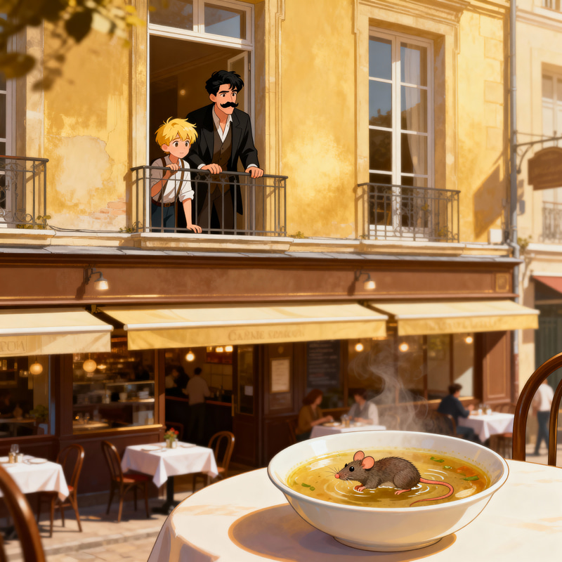 Funny Scene with Two Guys at a Restaurant Window