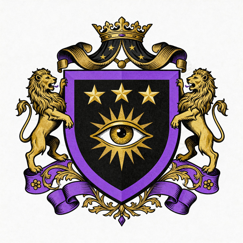 Noble Family Crest with Lions and Heraldic Designs Noble Family Crest with Lions and Heraldic Designs