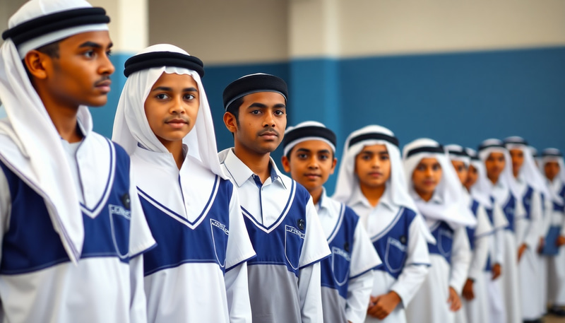 Omani Students in Traditional School Uniforms Omani Students in Traditional School Uniforms