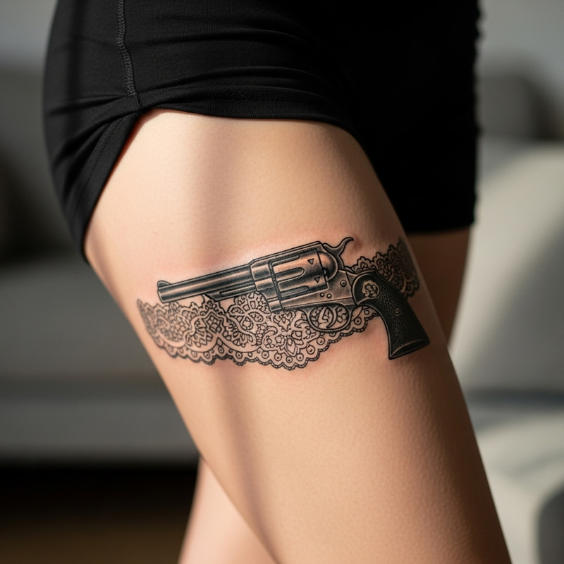 Feminine Athletic Thigh Tattoo Art