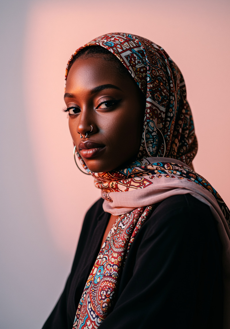 Beautiful Muslim Woman in Hijab with Piercings Beautiful Muslim Woman in Hijab with Piercings