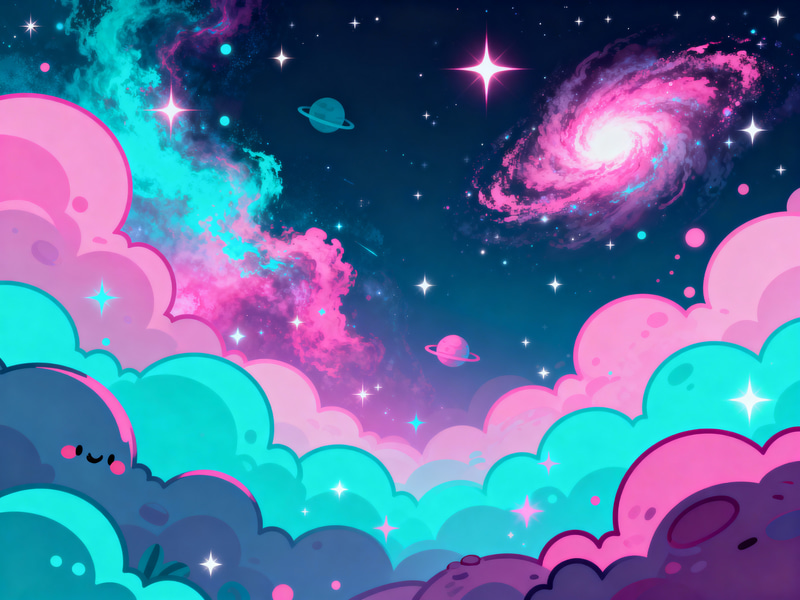 Cute 2D Cartoon Space Background for Games