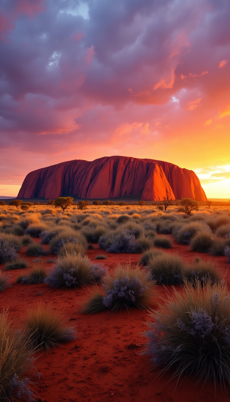 Stunning Uluru Rock Formation in Vibrant Colors Stunning Uluru Rock Formation in Vibrant Colors