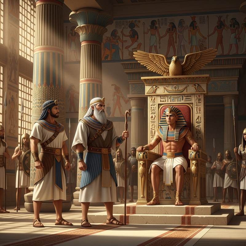 Moses and Ahron Speak to King Paroh Moses and Ahron Speak to King Paroh