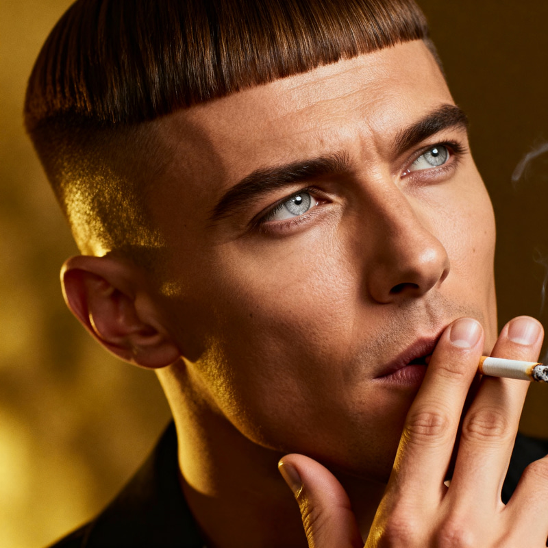 Handsome 30-Year-Old Male with Silver Eyes and Undercut