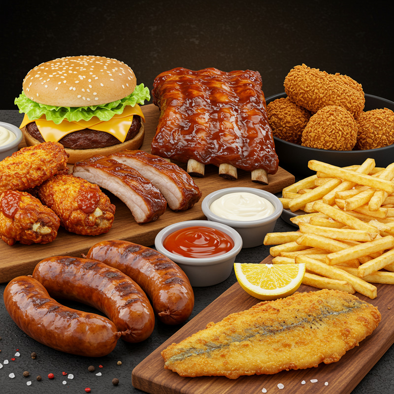 Delicious Food Banner: Burgers & More