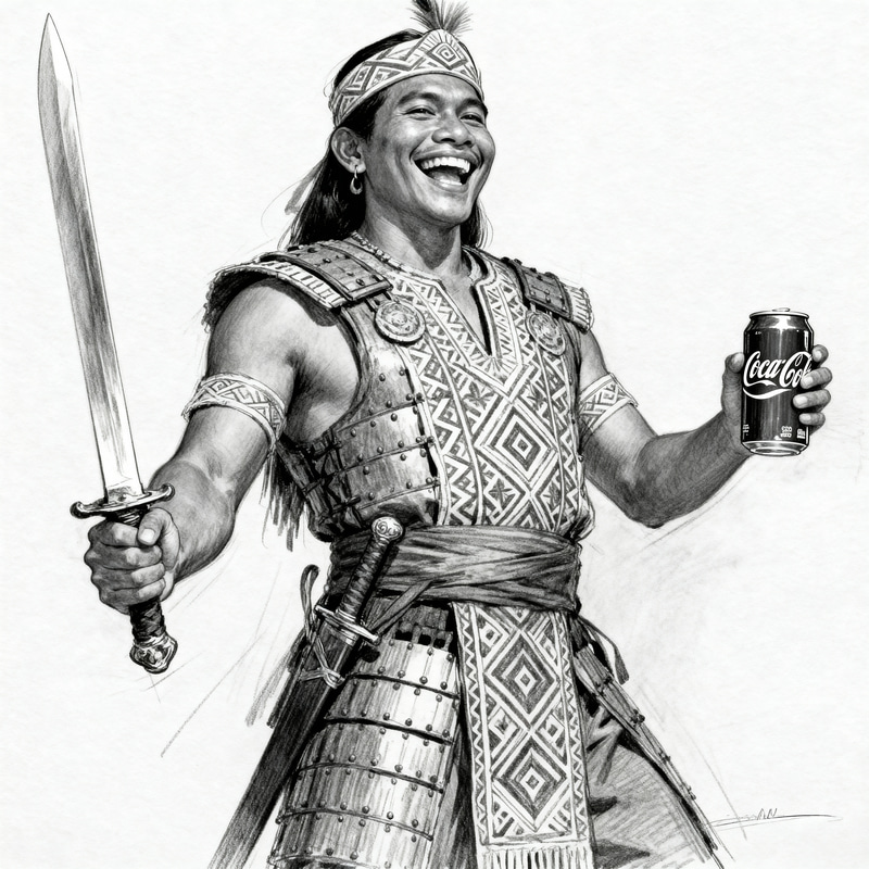 Gleeful Datu: Filipino Warrior with Cola