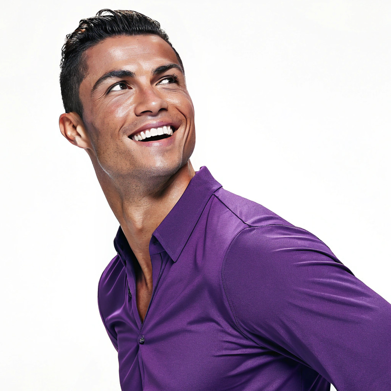 Ronaldo Smiling in a Purple Shirt