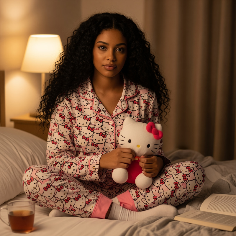 Cute Female in Hello Kitty Pajamas Cute Female in Hello Kitty Pajamas