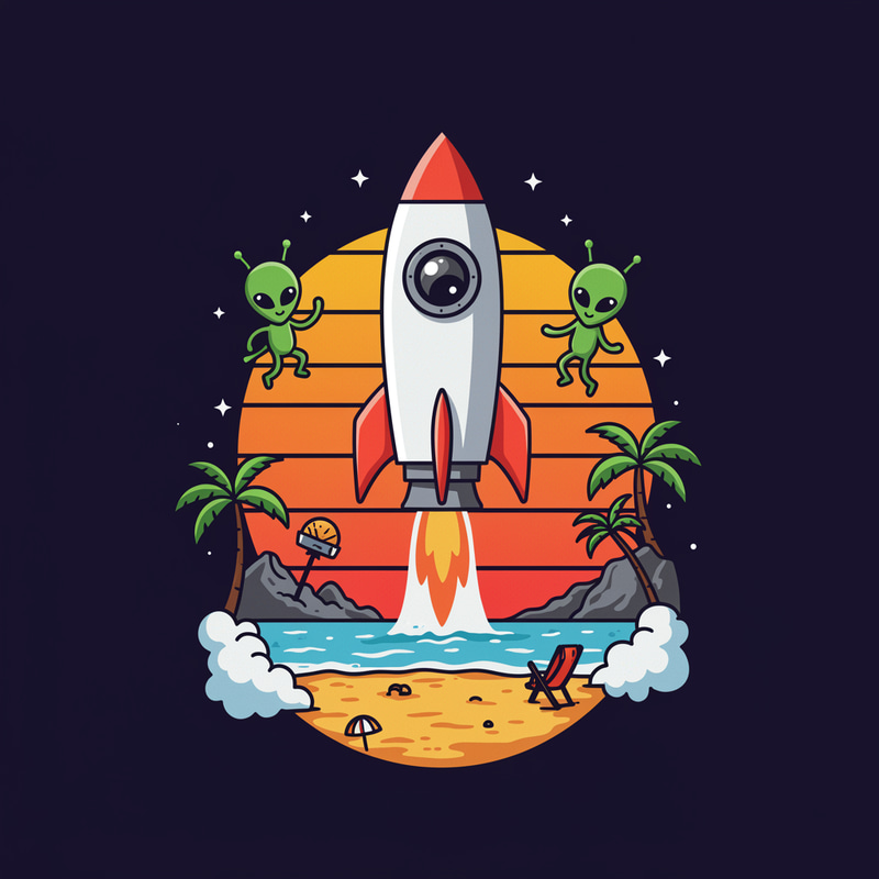 Rocket Aliens Beach Camera Logo Design Rocket Aliens Beach Camera Logo Design
