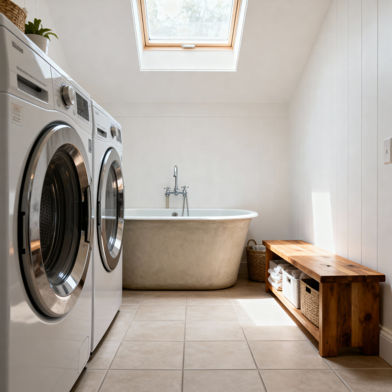 Stylish Laundry Room with Washer and Dryer