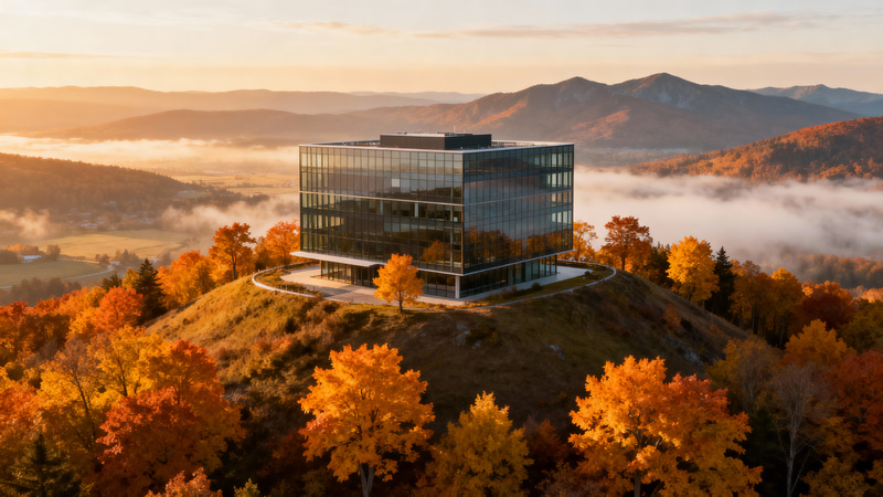 Luxury Modern Glass Office on Scenic Hill Luxury Modern Glass Office on Scenic Hill