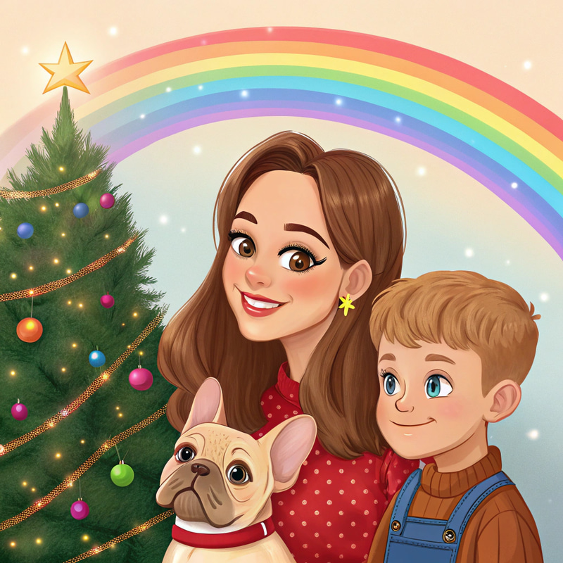 Joyful Christmas Family Portrait Illustration Joyful Christmas Family Portrait Illustration