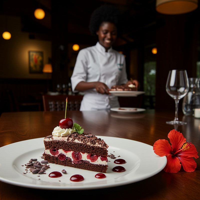 Black Forest Cake in African Fine Dining Black Forest Cake in African Fine Dining