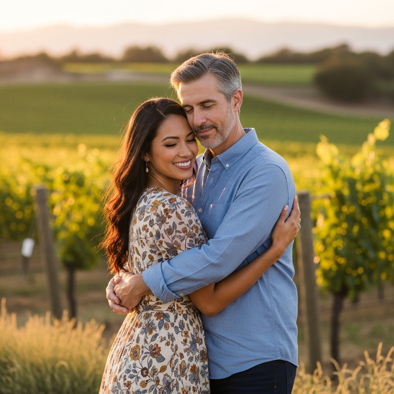 Love Between a Dark Haired Woman and Grey Haired Man
