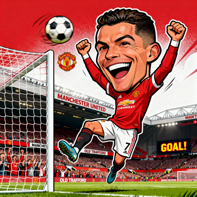 Caricature of Manchester United Goal at Old Trafford