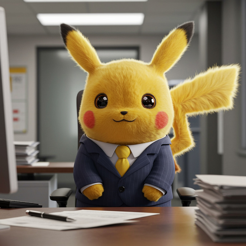 Pikachu in Business Suit: A Unique Twist Pikachu in Business Suit: A Unique Twist
