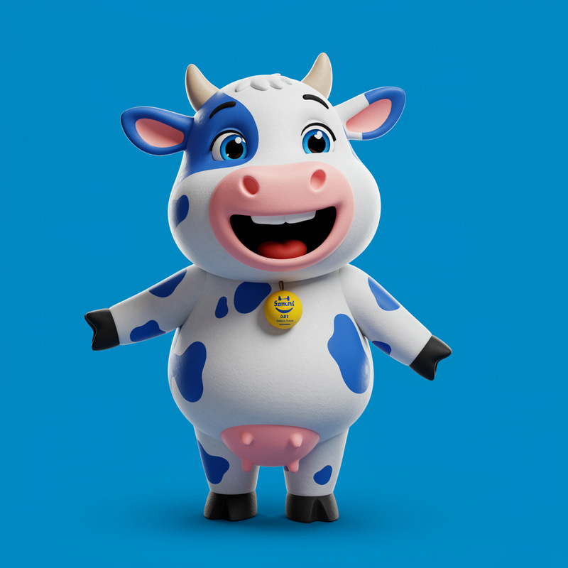 Sanchi Dairy Mascot Design: Charming Cow Character Sanchi Dairy Mascot Design: Charming Cow Character