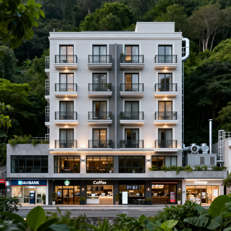 Modern Mixed-Use Building with Contemporary Design Modern Mixed-Use Building with Contemporary Design