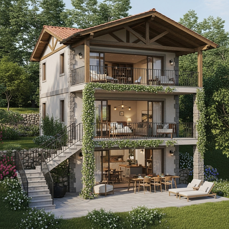 Charming Two-Story Country House in Lush Landscapes Charming Two-Story Country House in Lush Landscapes