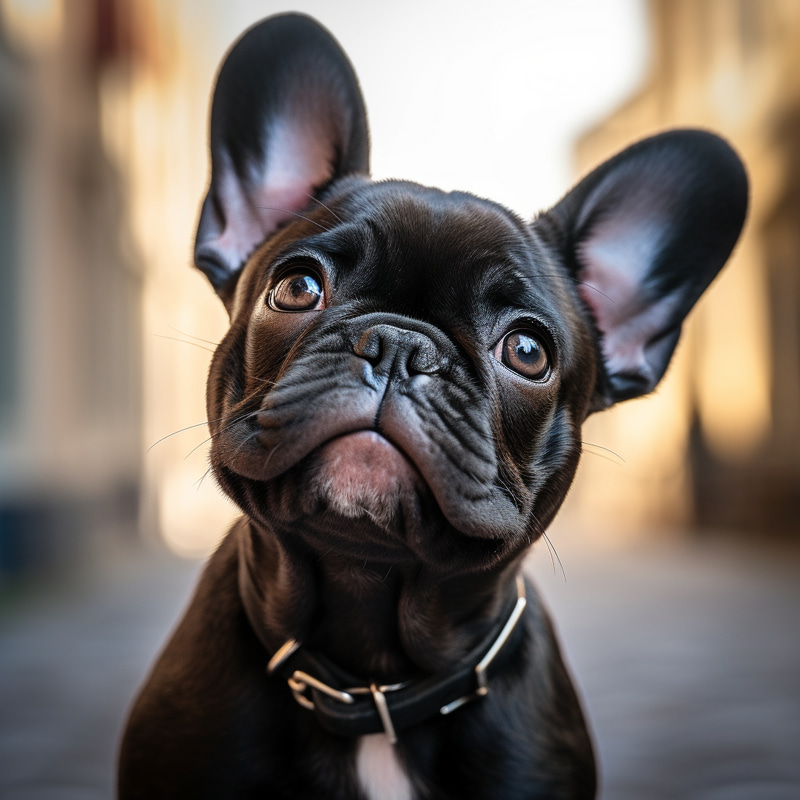 Adorable Black French Bulldog Puppy Portrait Adorable Black French Bulldog Puppy Portrait