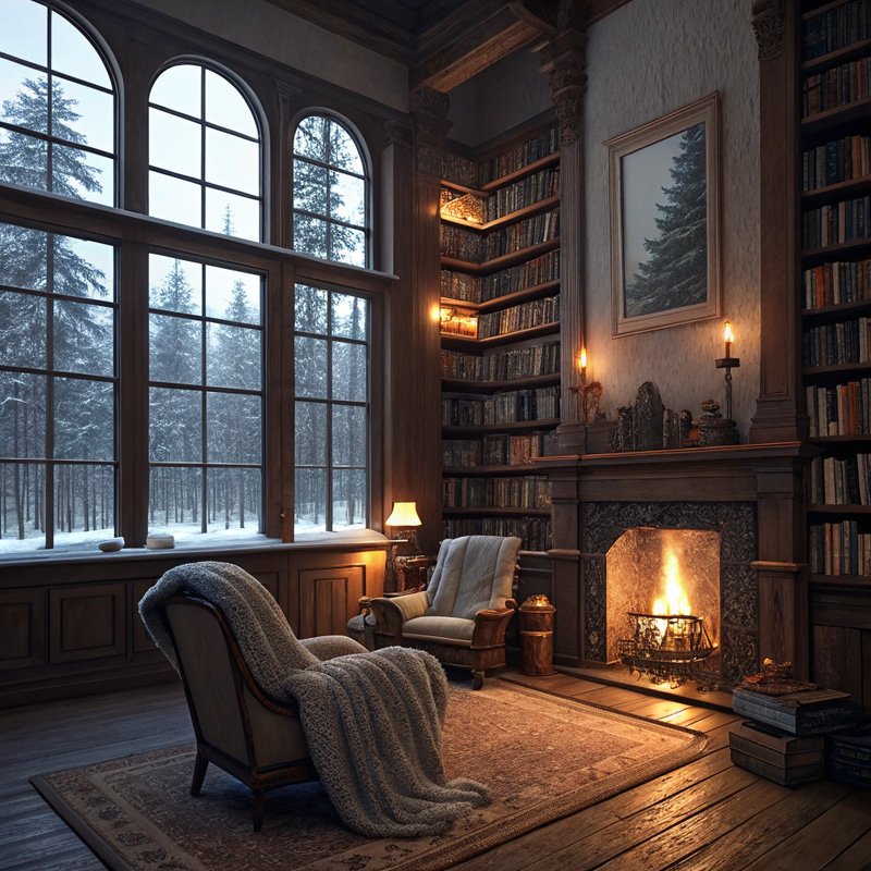 Cozy Winter Library for Studying Cozy Winter Library for Studying