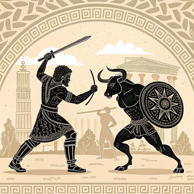Theseus vs Minotaur: Epic Greek Mythology Art Theseus vs Minotaur: Epic Greek Mythology Art