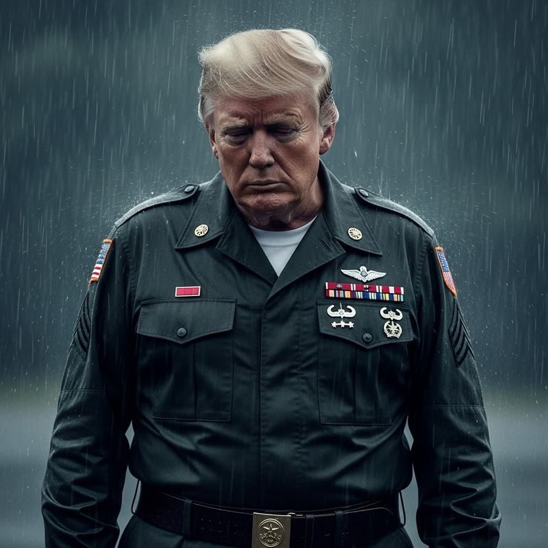 Trump as GI Jane: A Sad Parody in the Rain Trump as GI Jane: A Sad Parody in the Rain