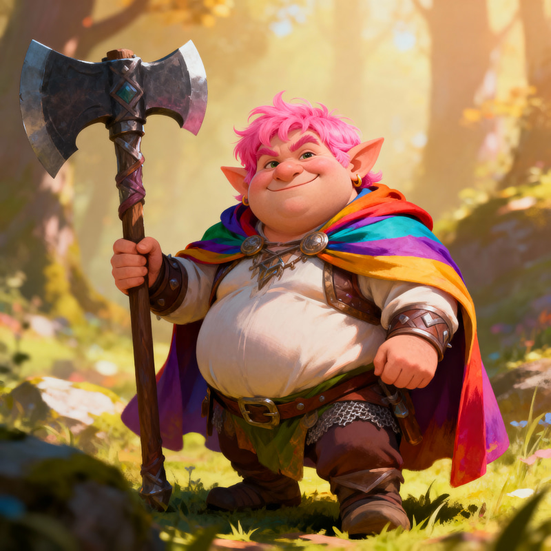 Colorful Dwarf with Axe and Pink Hair Colorful Dwarf with Axe and Pink Hair