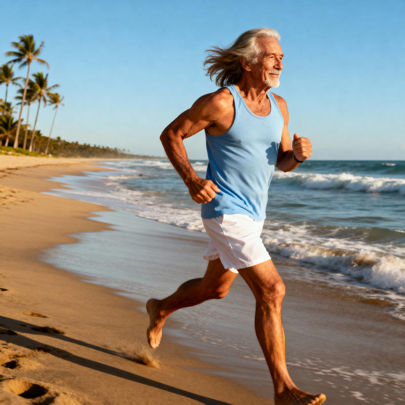 Athletic Grandpa Running on the Beach Athletic Grandpa Running on the Beach