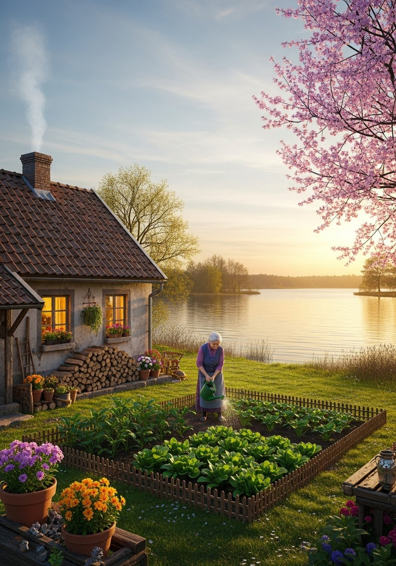 Peaceful Rustic Countryside at Sunset Peaceful Rustic Countryside at Sunset