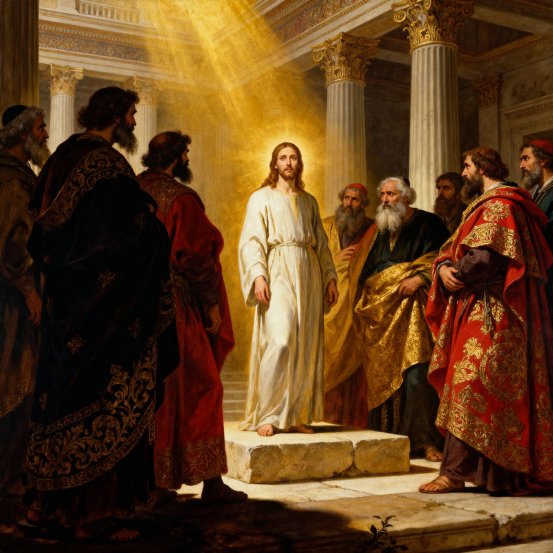 Jesus Confronts Scribes in Jerusalem - Baroque Art Scene