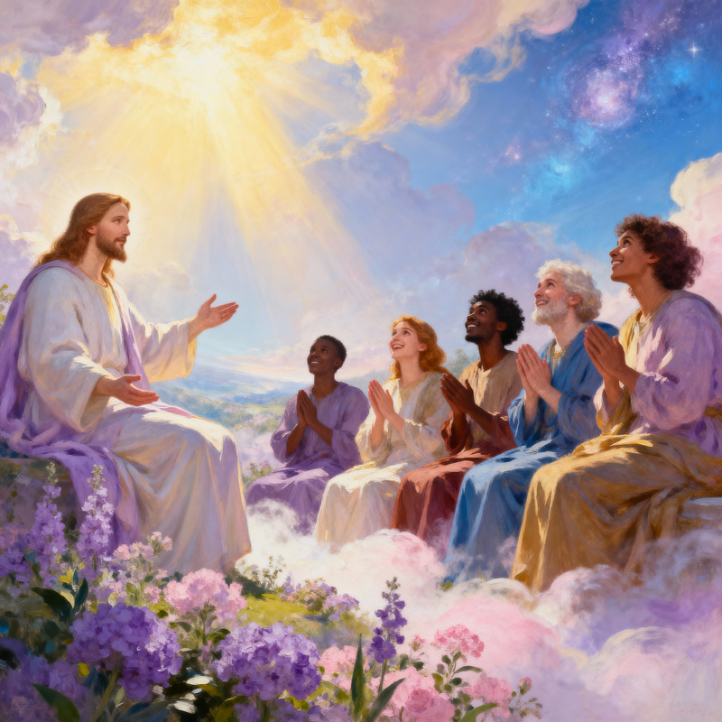 Ethereal Scene with Christ: A Divine Journey