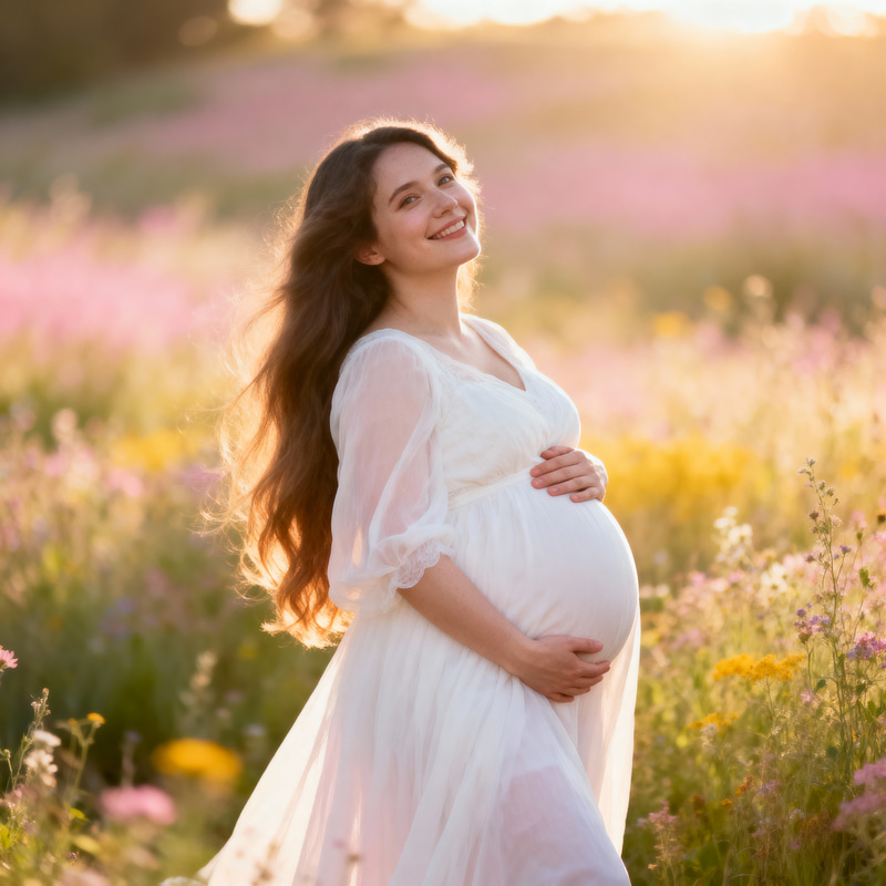 Serene Portrait of a Pregnant Woman in Nature Serene Portrait of a Pregnant Woman in Nature