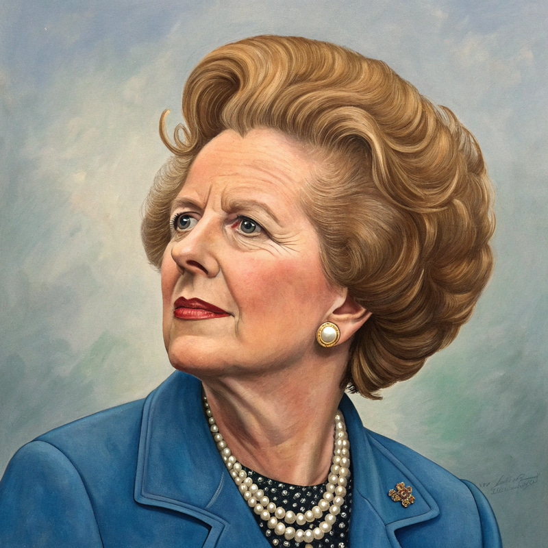 Exaggerated Caricature Portrait of Margaret Thatcher Exaggerated Caricature Portrait of Margaret Thatcher