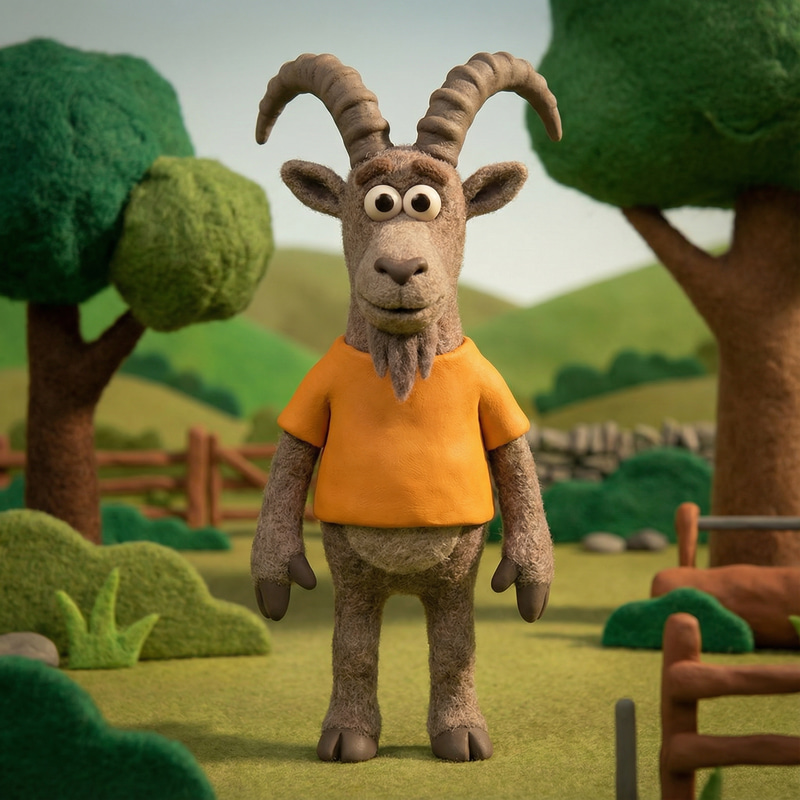 3D Walia Ibex Mascot in Shaun the Sheep Style