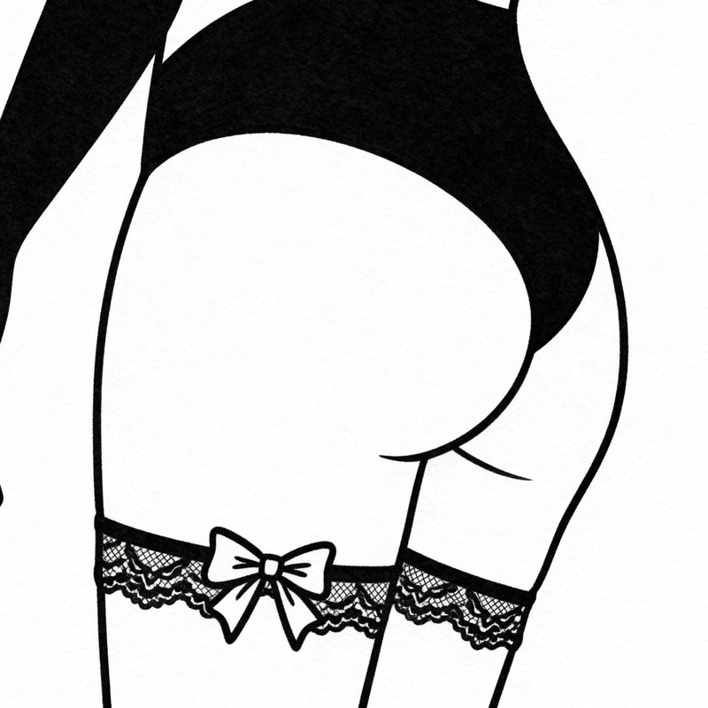 Provocative Black Tattoo Design for Women's Buttock
