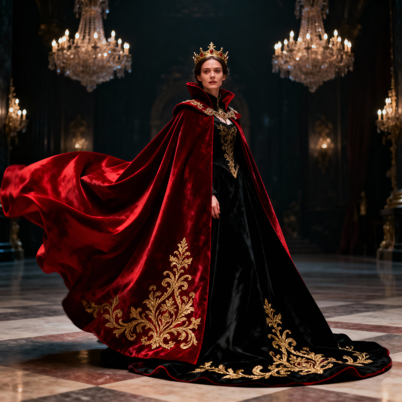 Realistic Red and Black Queen Cape Realistic Red and Black Queen Cape