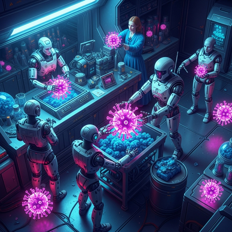 Futuristic Biosafety Laboratory with Advanced Robots Futuristic Biosafety Laboratory with Advanced Robots