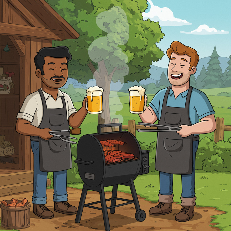 Fun BBQ Moments with Friends in the Countryside Fun BBQ Moments with Friends in the Countryside