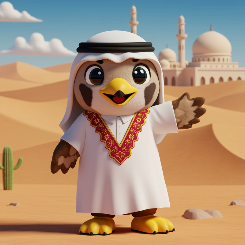 Qatari Mascot in Traditional Dress Qatari Mascot in Traditional Dress