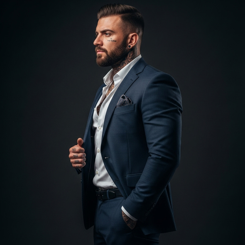 Stylish Italian Mafia Man in Tailored Suit Stylish Italian Mafia Man in Tailored Suit