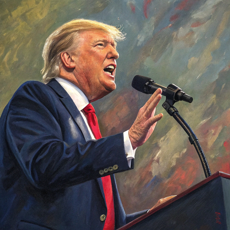Dynamic Oil Painting of Trump Speech