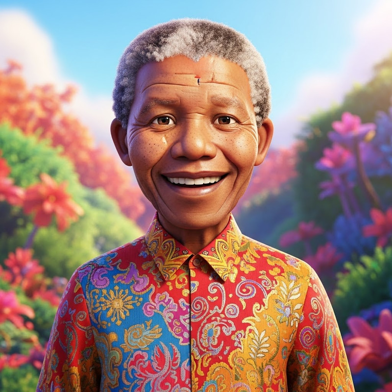 Nelson Mandela in Pixar Style