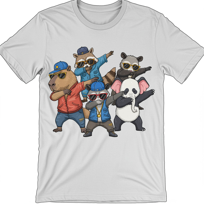 Playful Dabbin' Animals T-Shirt Design Playful Dabbin' Animals T-Shirt Design