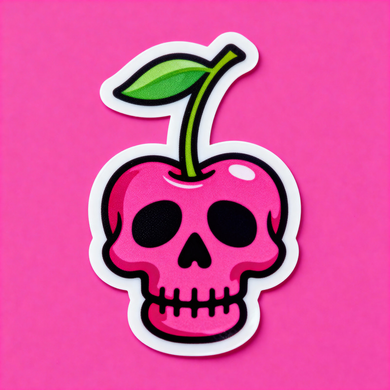 Skull Cherry Sticker - Unique Designs