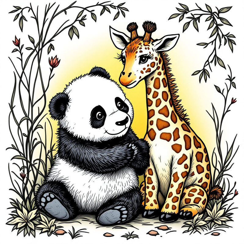 Panda Baby Coloring Page in the Jungle Panda Baby Coloring Page in the Jungle
