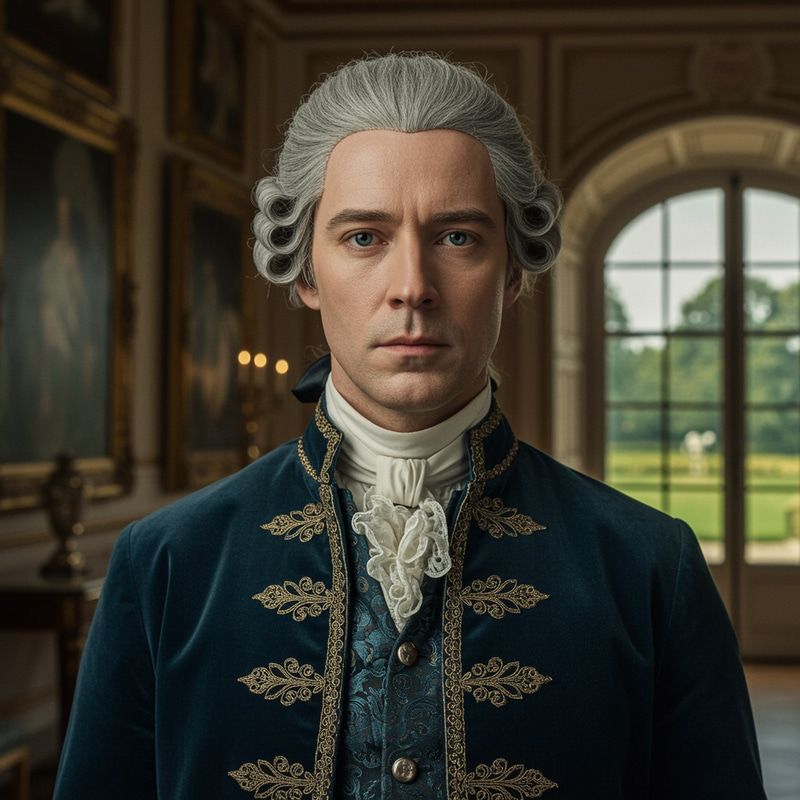 18th Century Male in Grey Powder Wig